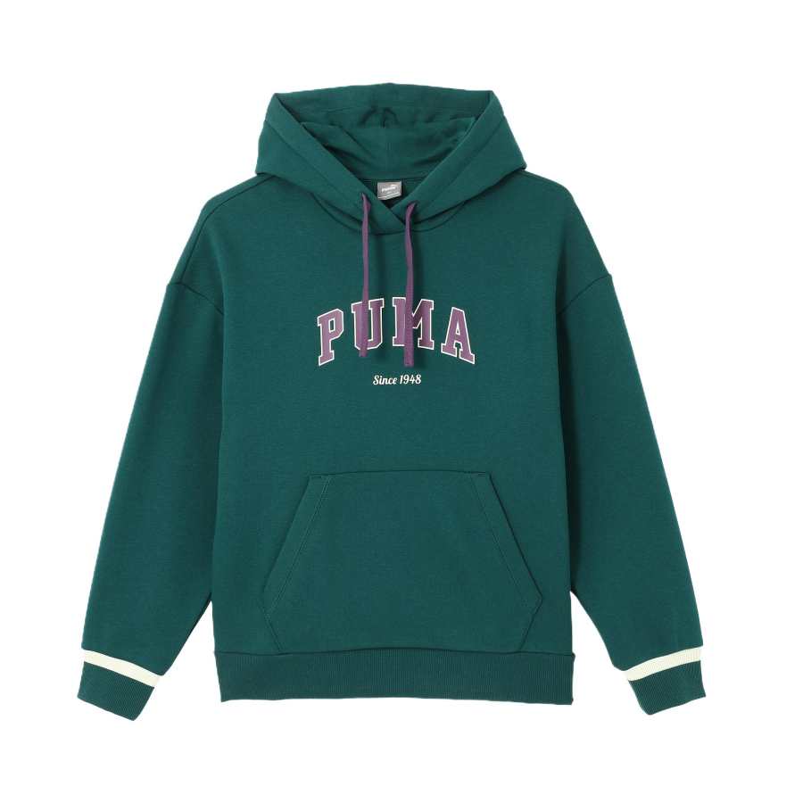 PUMA Hoodie VARSITY 2.0 Loose Fit Comfortable Athleisure Fleece Lined Sweatshirt Women's Green