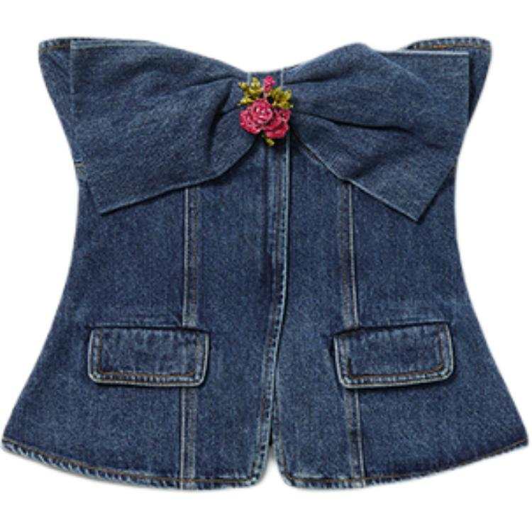 Self-portrait denim bandeau top