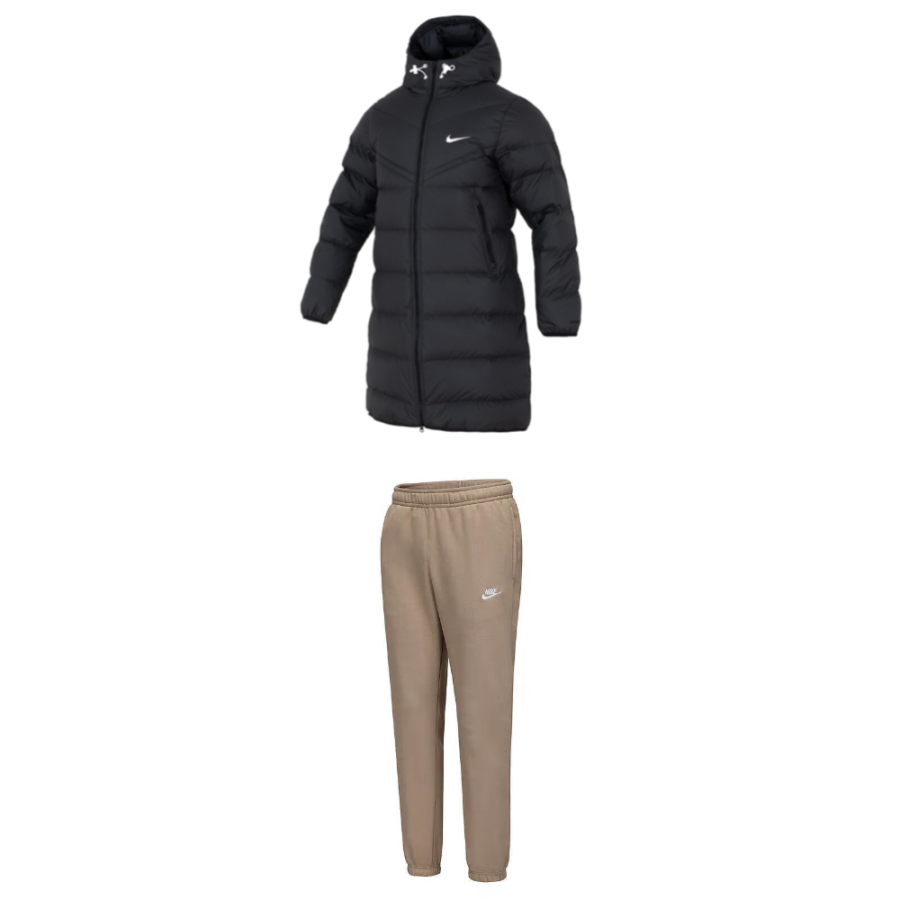 Nike Nike Casual Sportswear Men's Set Black Top+Light Umber Bottom Hooded Moderate