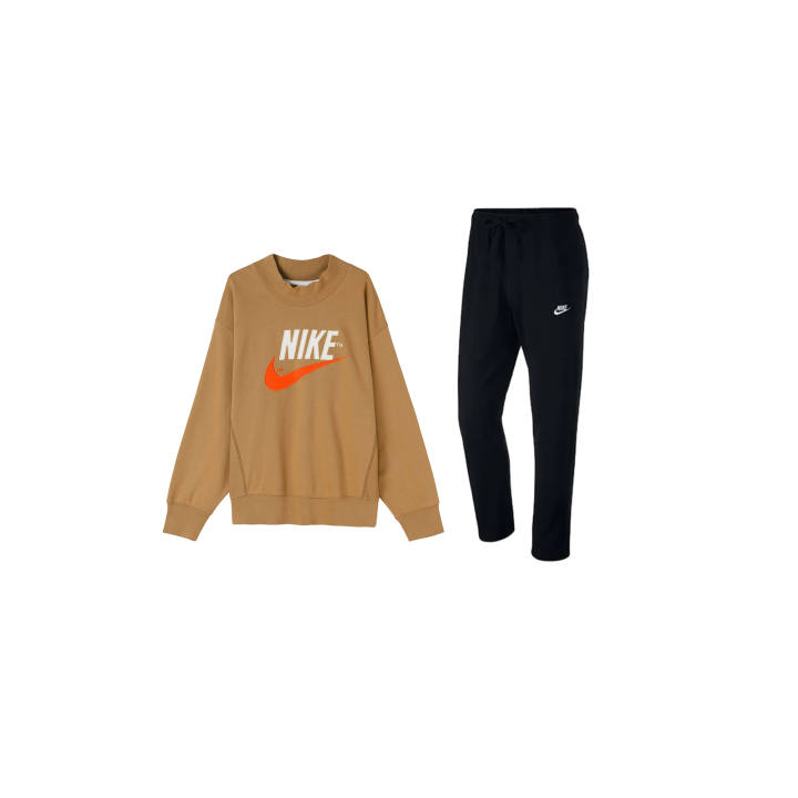 Nike Nike Casual Sportswear Men's Clothing Sets Umber+Black Crew Neck Moderate