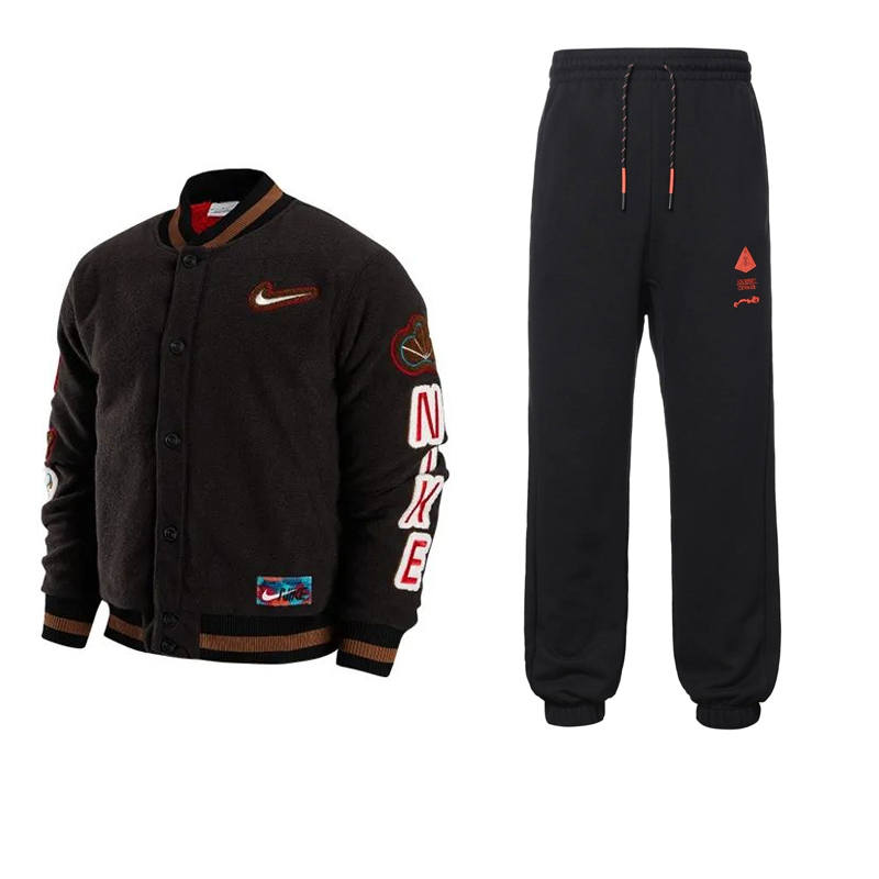 Nike Nike Arm Letter Pattern Embroidery Single Breasted Jackets & Coats Fleece Lined Thermal Cuffed Pants Casual Sportswear