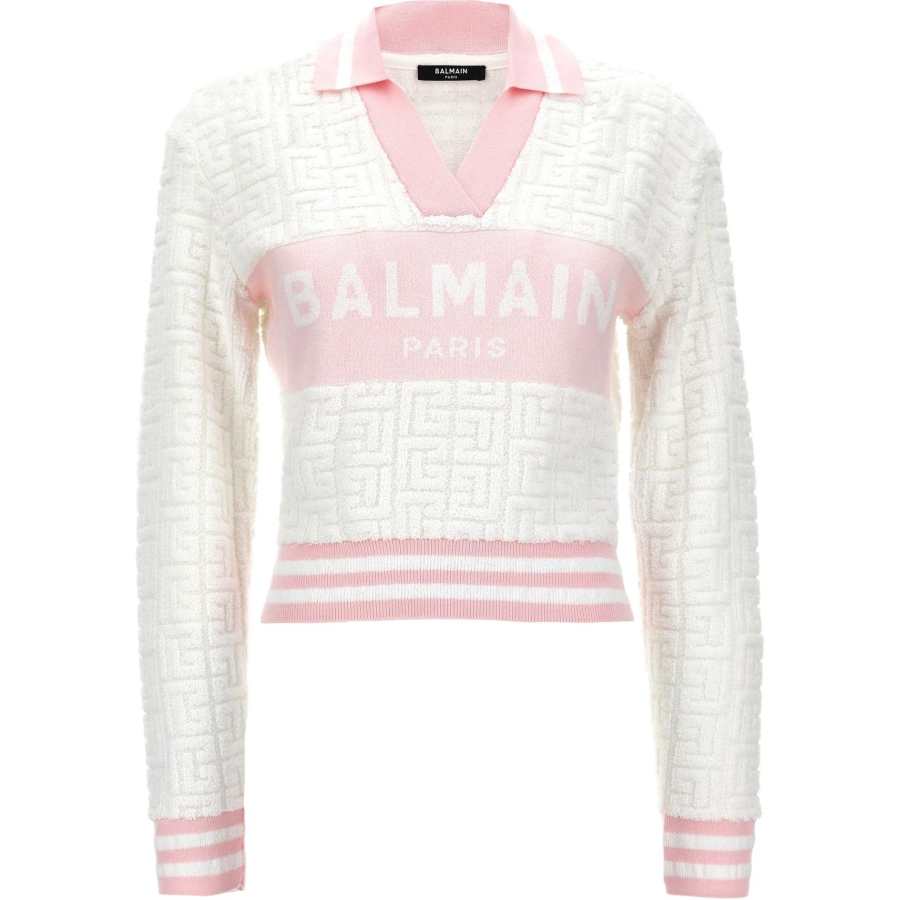 BALMAIN BALMAIN Pb Monogram Jacquard Knit Polo Shirt