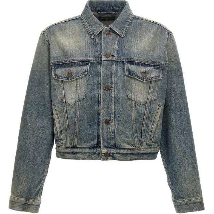Balenciaga Logo Rhinestone Embellished Denim Jacket