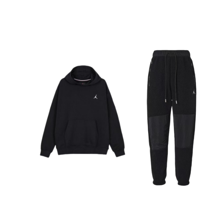 Jordan Jordan Minimalist Style Brand Logo Fleece Lined Pullover Sweatshirt With Elastic Cuff Pants Casual Sportswear Men's