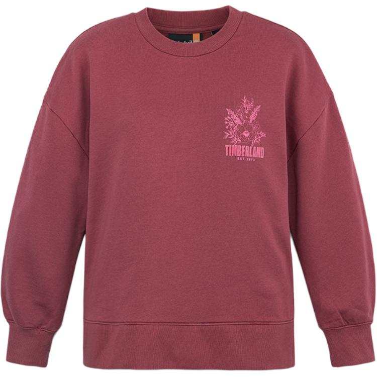 Timberland Casual Loose Fit Crew Neck Fleece Lined Sweatshirt Women's Sauce Red