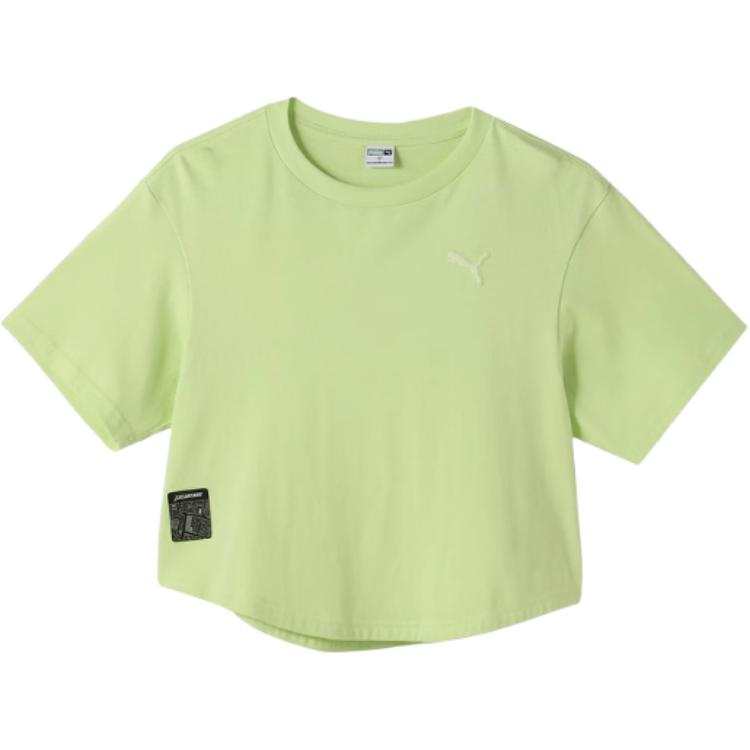 PUMA T Shirts Women's Green Crew Neck Moderate