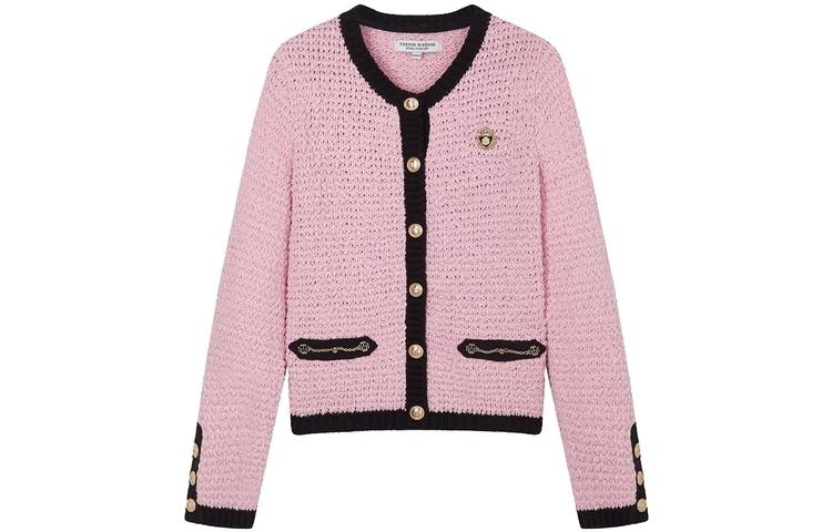 Teenie Weenie Knitwear Women's Pink Crew Neck Moderate Cardigan