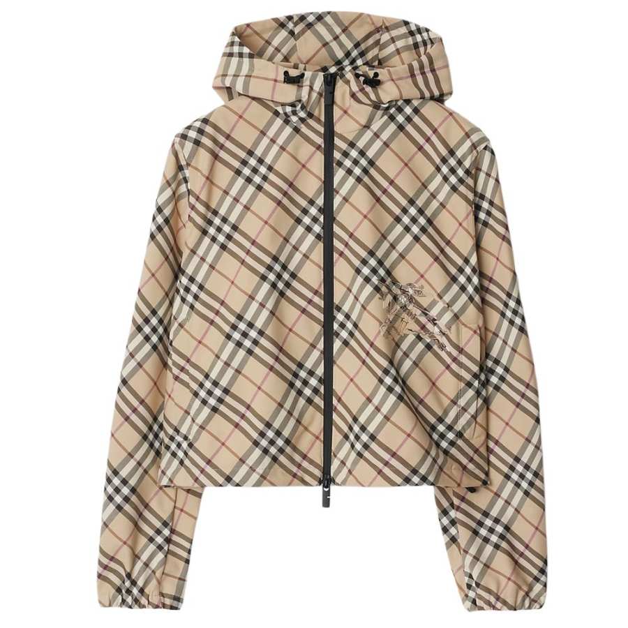 Burberry Burberry Checked Hooded Zip-Up Jacket