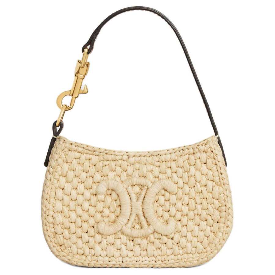 CELINE CELINE Tilly Raffia Handbag Women's Natural & Tan