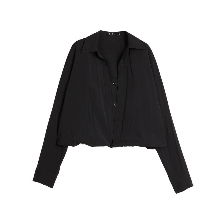 ELLE Shirts Women's Black Lapel Moderate
