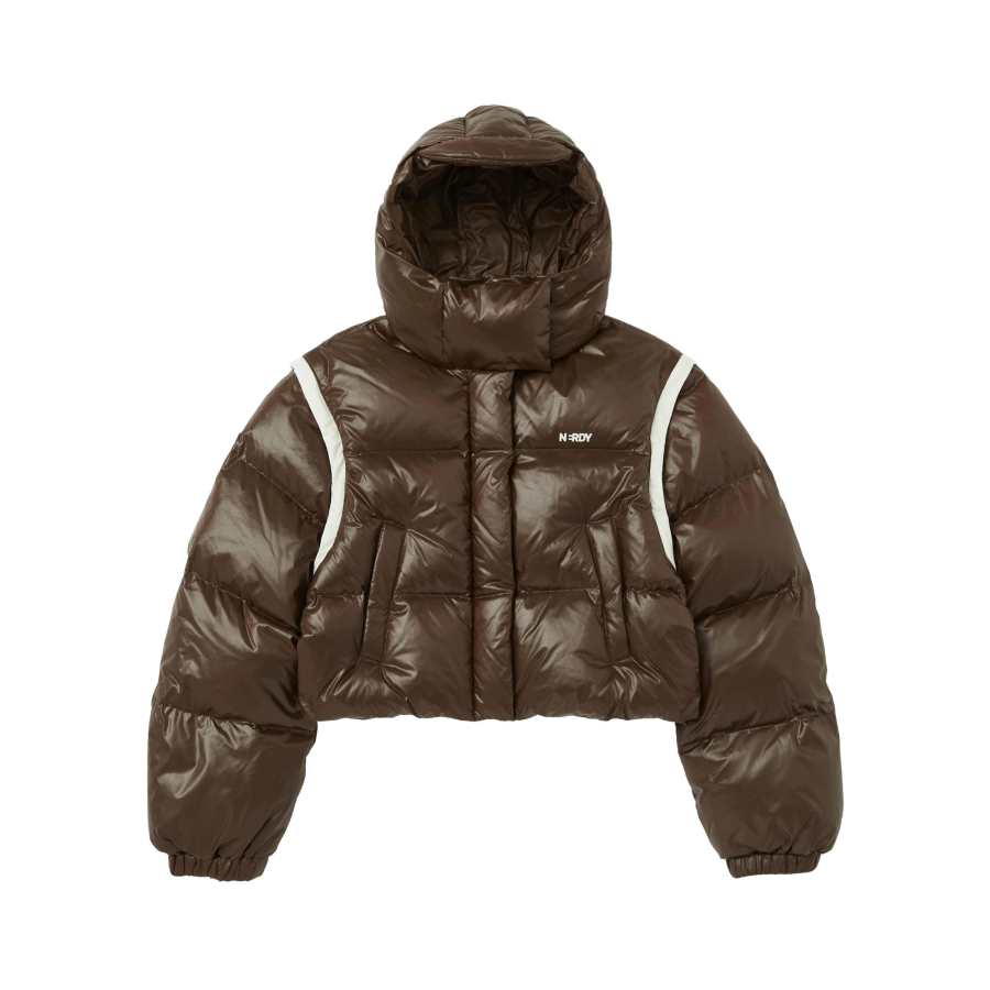 Nerdy Nerdy Down Jackets Women's Brown Hooded Thickened Detachable Down