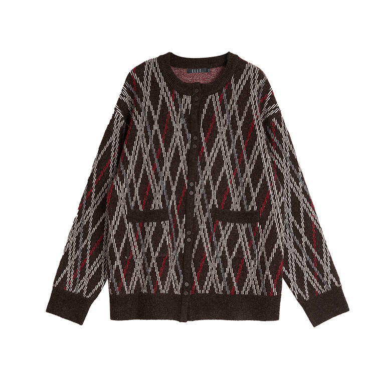 ELLE Knitwear Women's Coffee Plaid
