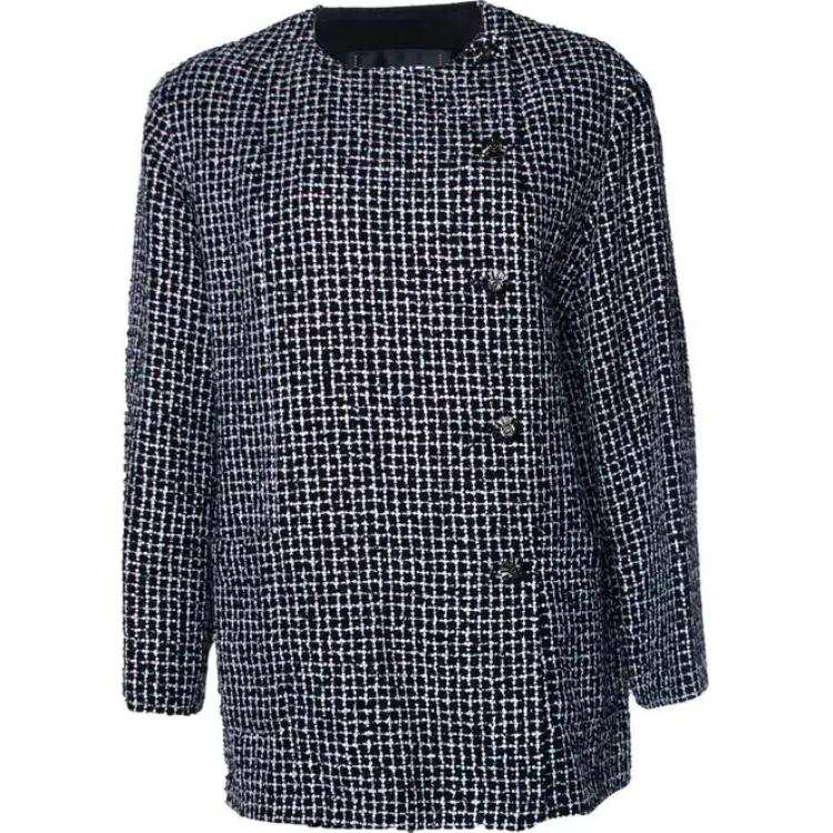 CHANEL Jackets Women's Black Crew Neck Moderate Chanel Inspired