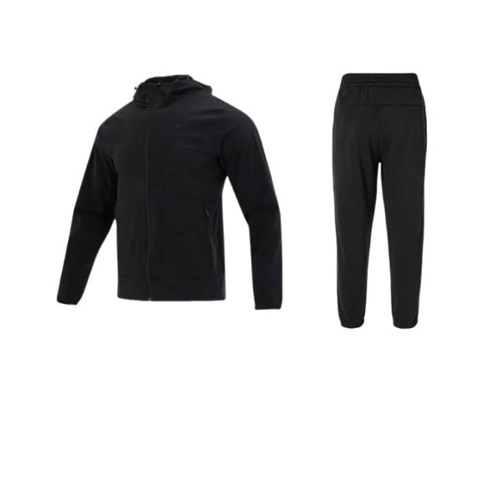 Nike Nike Zippered Hooded Long Sleeved Jackets & Coats With Elastic Fleece Lined Pants Casual Sportswear Unisex Black