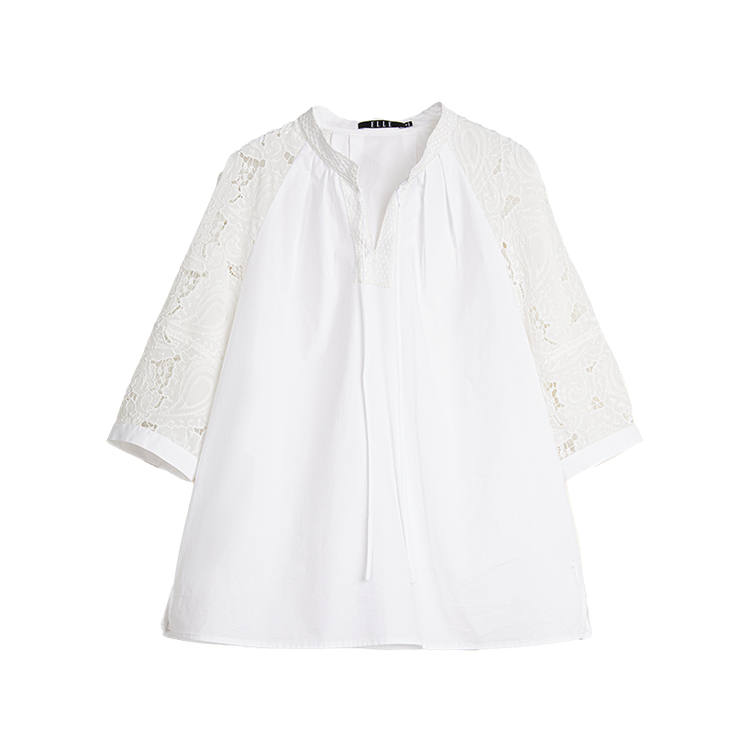 ELLE Shirts Women's White Stand Collar Moderate Shirt