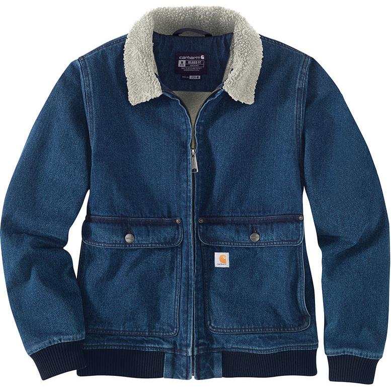 Carhartt 105446 Women's Relaxed Fit Denim Sherpa Lined Jacket Jackets & Coats Level 2 Cold Resistant Women's Blue