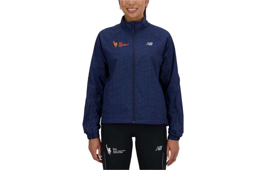New Balance New Balance Nyc Marathon Printed Impact Run Light Pack Jacket Women's Marine Blue