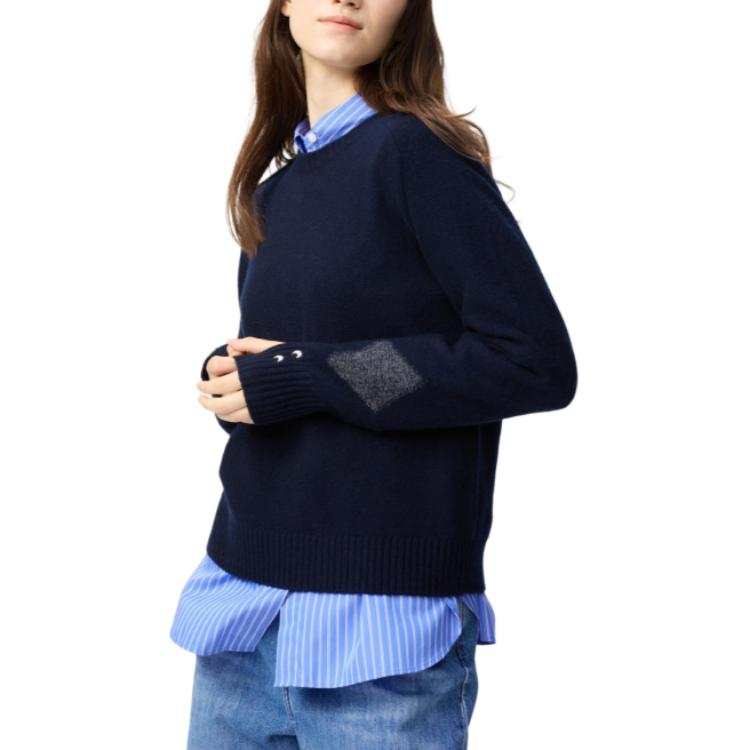 UNIQLO X Anya Hindmarch Cashmere Sweaters Women's Navy Crew Neck Moderate