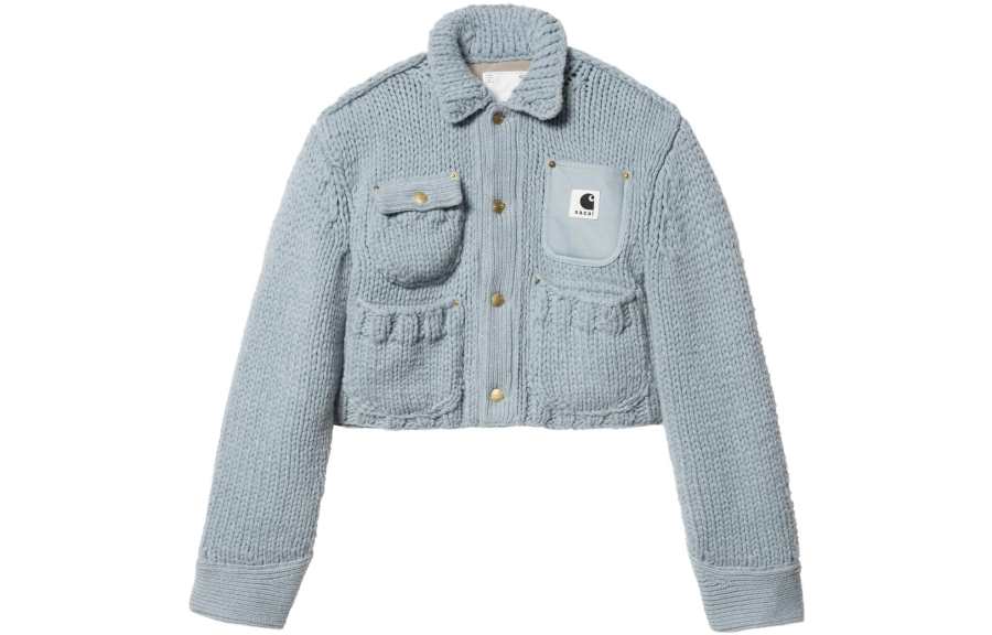 Sacai X Carhartt Wip Women's Knit Michigan Jacket Light Blue
