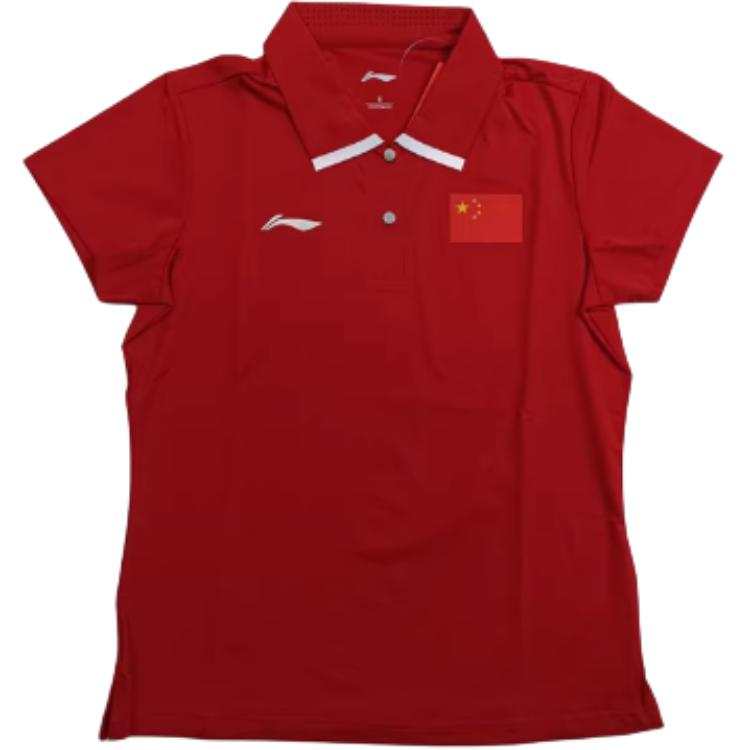 Li-Ning Li Ning Polo Shirts Women's Red Polo Collar Moderate Straight Fit
