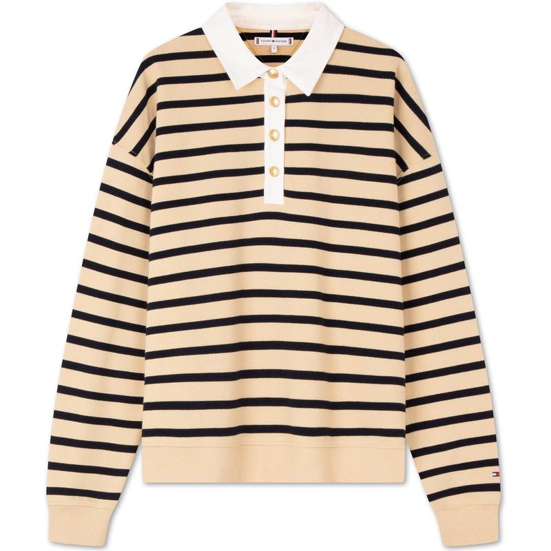 Tommy Hilfiger Sweatshirt Women's Beige Yellow Black Stripes