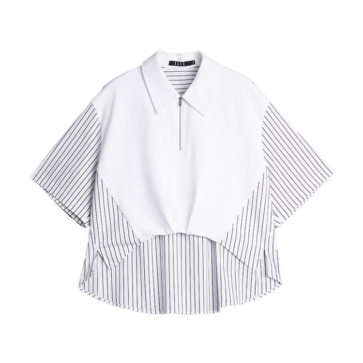 ELLE Shirts Women's Stripes Lapel Moderate Shirt