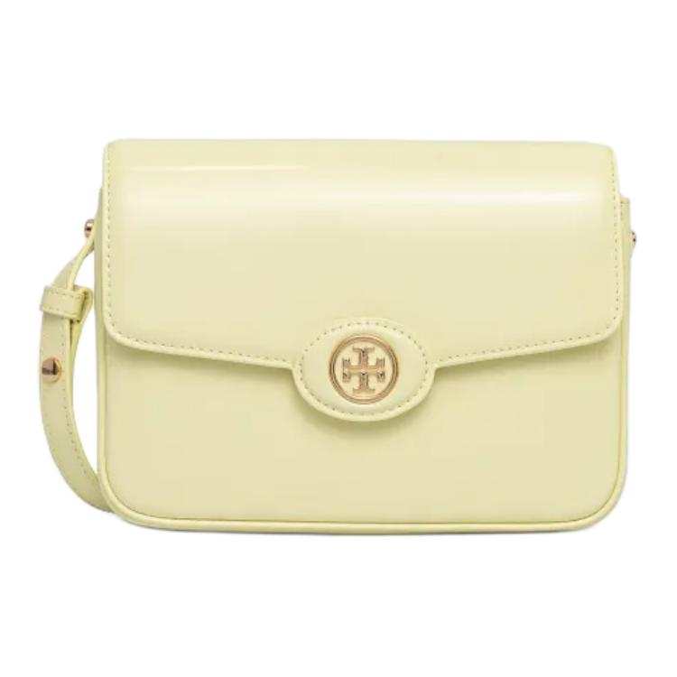 TORY BURCH Robinson Patent Leather Shoulder Bag, Crossbody Bag, Handbag Women's Yellow