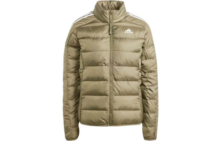 Adidas Adidas Essential Down Jackets Women's Olive Green Stand Collar Moderate Down Jacket