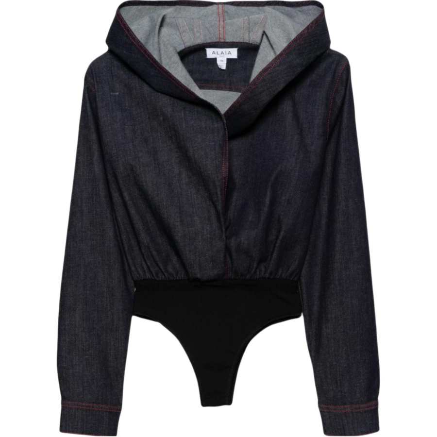 Alaia Alaia Hooded Denim Bodysuit