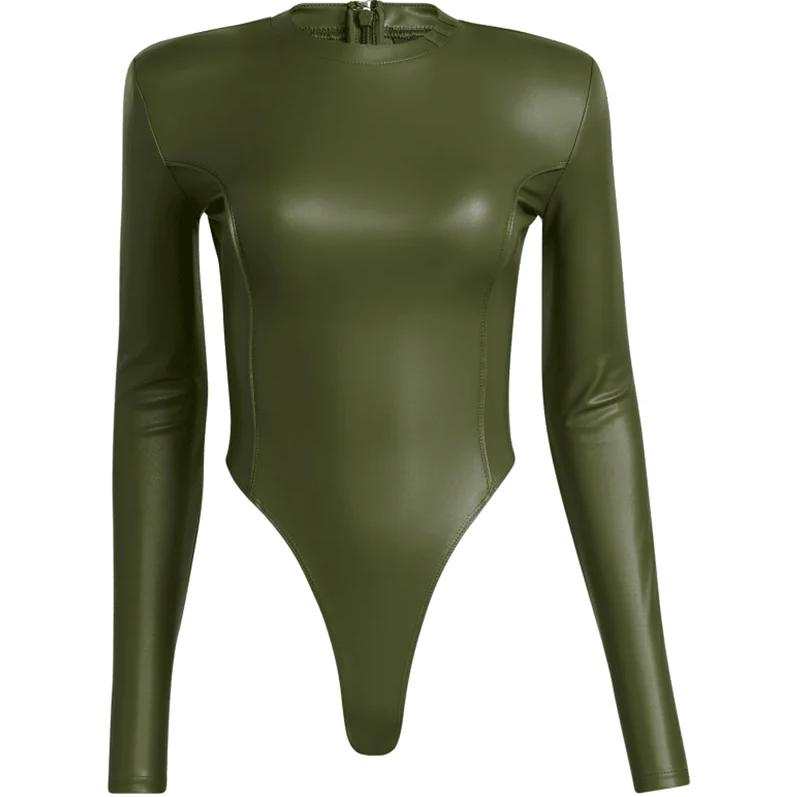 Adidas Adidas Ivy Park Halls Of Ivy Faux Leather Bodysuit Wild Pine