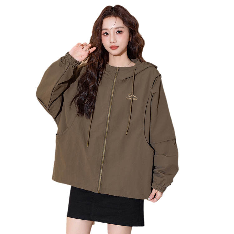 Tonlion Jackets Women's Coffee Hooded Moderate Workwear