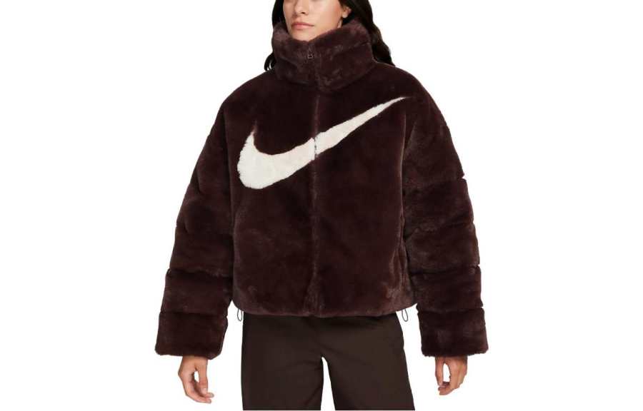 Nike Nike Sportswear Essentials Oversized Faux Fur Puffer Jacket Light Orewood Brown