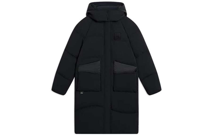 Li-Ning Li Ning Sports Trendy Collection Down Jackets Women's Black Hooded Moderate Down Jacket
