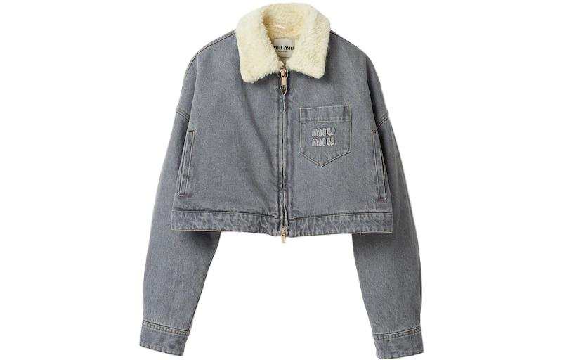 MIU MIU MIU MIU Shearling collar Denim Jacket