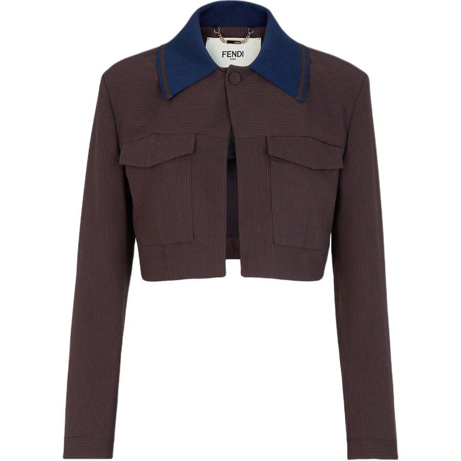 FENDI Pinstriped Motif Cropped Jacket