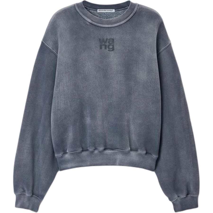 Alexander Wang T By Alexander Wang Essential Terry Crew W/ Puff Paint Logo Sweatshirt Washed Asphalt