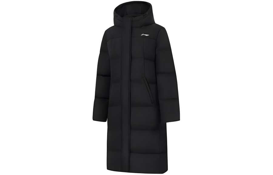 Li-Ning Li Ning Down Jackets Women's Black Hooded Moderate Down Coat