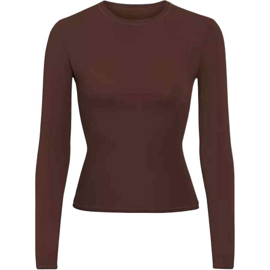 Skims T Shirts Women's Brown Crew Neck Moderate Straight Fit