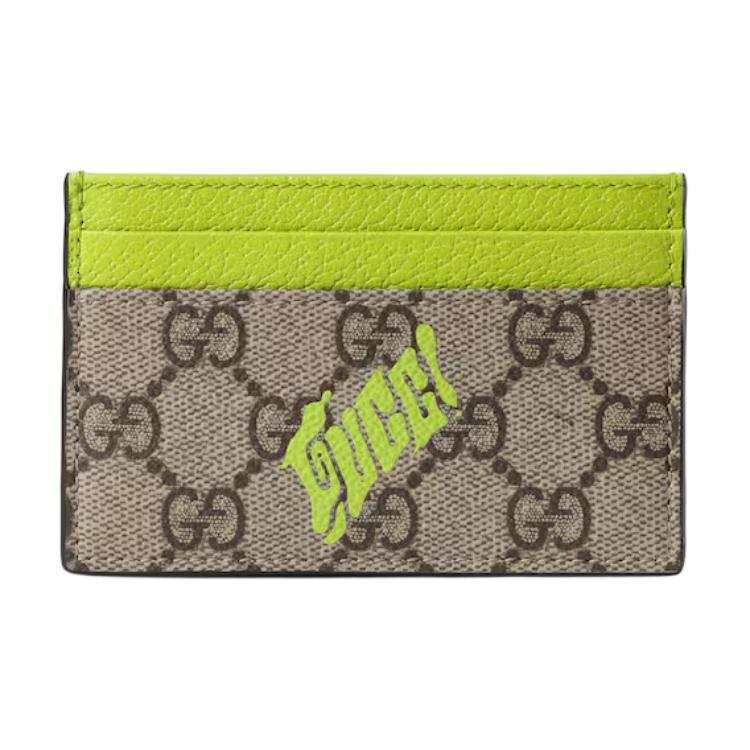 GUCCI GG Monogram Coated Fabric Card Holder Card Holder Men's Beige & Green