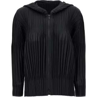 ISSEY MIYAKE Pleats Please Issey Miyake Fluffy Basics Hooded Cardigan