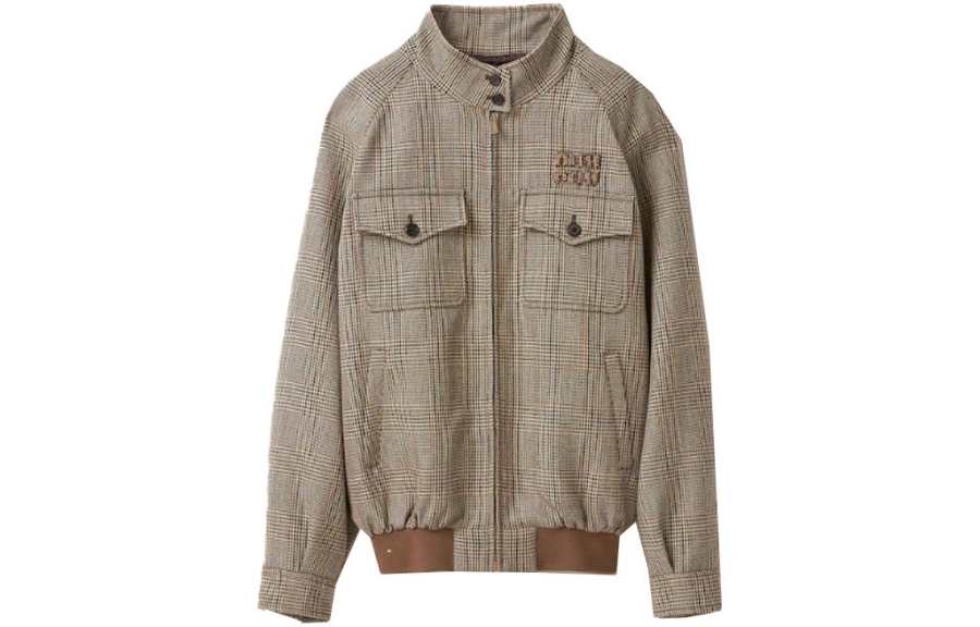 MIU MIU Jackets Women's Tobacco Stand Collar Moderate Other