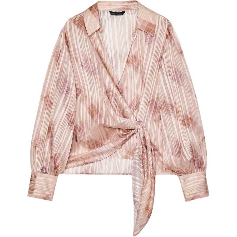 ZARA Shirts Women's Pink Lapel Moderate