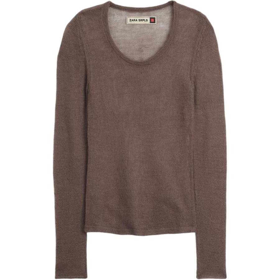 ZARA SRPLS Knitwear Women's Light Pink Crew Neck Moderate