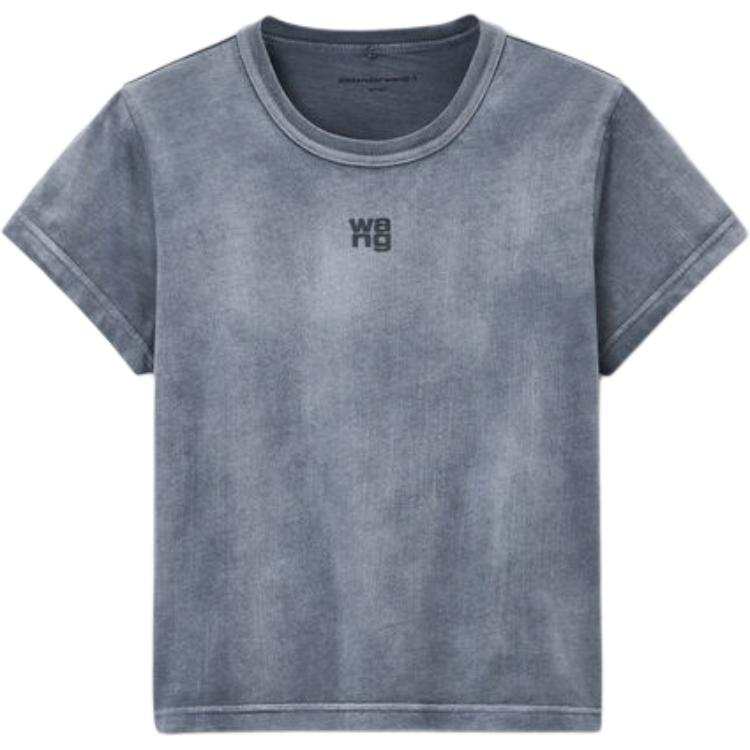 Alexander Wang T By Alexander Wang Essential Jsy Shrunk W/Puff Logo & Bound Neck Tee Washed Asphalt