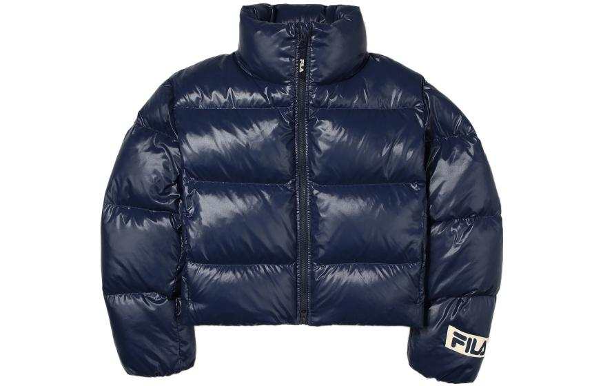 FILA Down Jackets Women's Blue Stand Collar Thickened Puffer Jacket