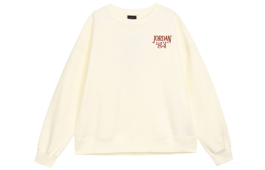 Jordan Jordan Numbers Letter Embroidery Casual Crew Neck Fleece Lined Long Sleeved Sweatshirt Women's White