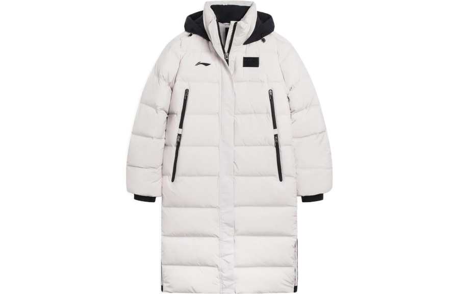 Li-Ning Li Ning Badminton Collection Down Jackets Women's Bellflower Gray Hooded Moderate Down Coat