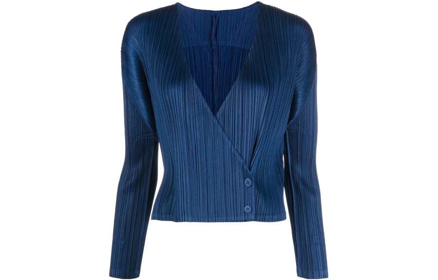 ISSEY MIYAKE Jackets Women's Blue V Neck Moderate Other