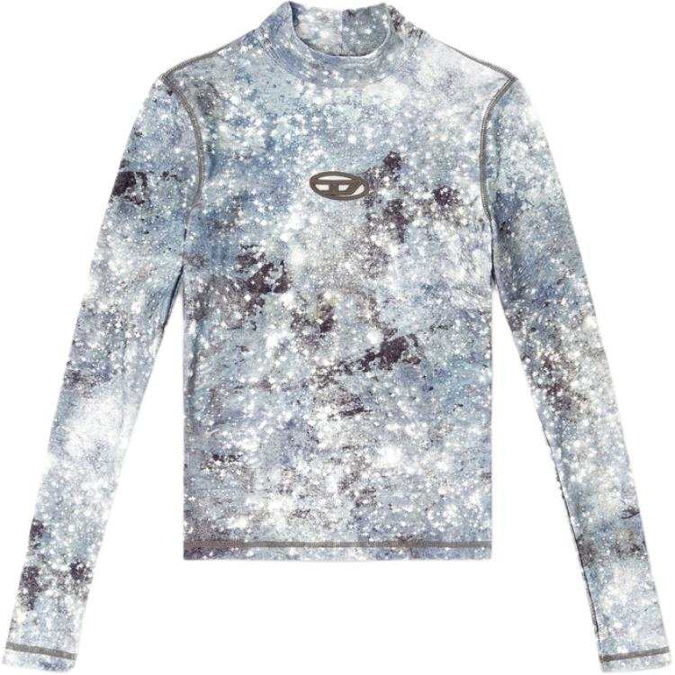 DIESEL OVAL D Regular T Shirt Women's Blue/Gray