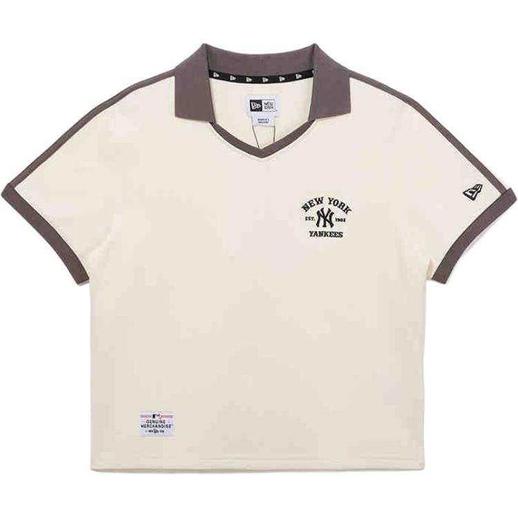 New Era New York Yankees Polo Shirts Women's Ivory White Polo Collar